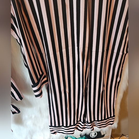 Tamara H. Black/Pink Striped Belted Pajama Set - Picture 5 of 9